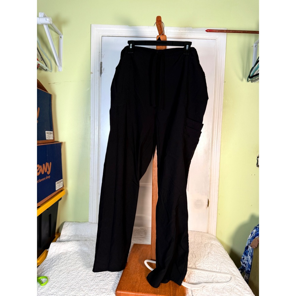 Scrubstar Premium Black Cargo Scrub Pants Womens 2XL WM03B117 Drawstring Elastic